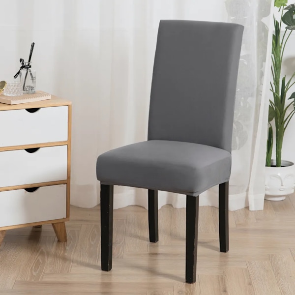 6-pak vaskbare strækstolebetræk - elastiske slipcovers til spisestole[JUN] grå