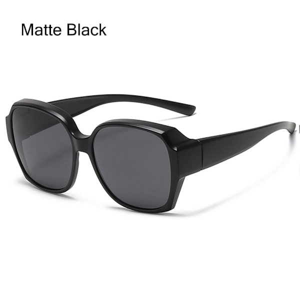 Polariserede solbriller til montering over briller - UV-beskyttelse - Kan bæres over receptpligtige briller Matte Black