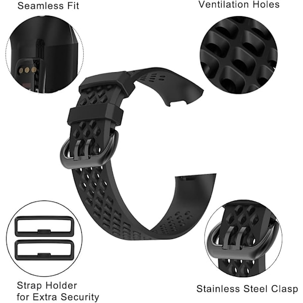Erstatningsklokkearmbånd kompatibelt med Fitbit Charge 3/Fitbit Charge 4 band for kvinner og menn, flytende silikon klassiske armbånd 2-pakning (mørkblå, L)
