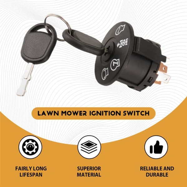 4-Position Ignition Switch with Key for Ride-on Mower Tractor 193350 532193350
