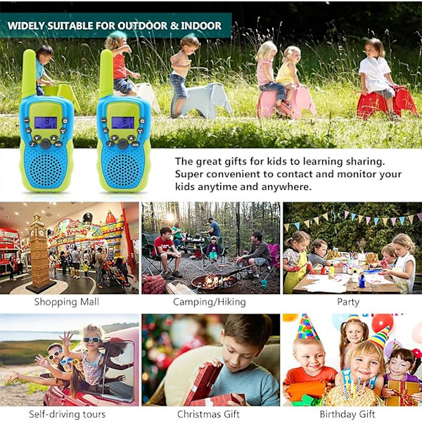 2-pack Walkie Talkies för barn 3 4 5 6 7 år, pojkar och flickor