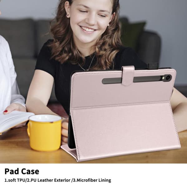 Samsung Galaxy Tab S10 FE+ Nahkakotelo, jossa on vinoneliökuvio [JUN] Roséguld