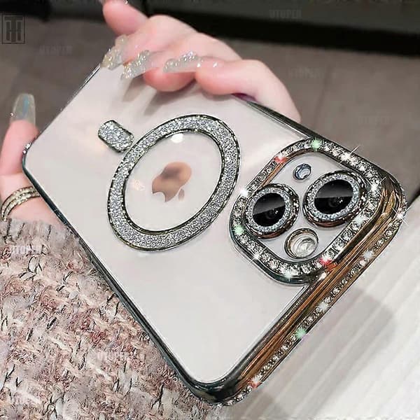 Glitrende Bling Diamant Telefoncover til iPhone 15 14 13 12 11 Pro Max Plus[JUN] For iPhone 13 gold