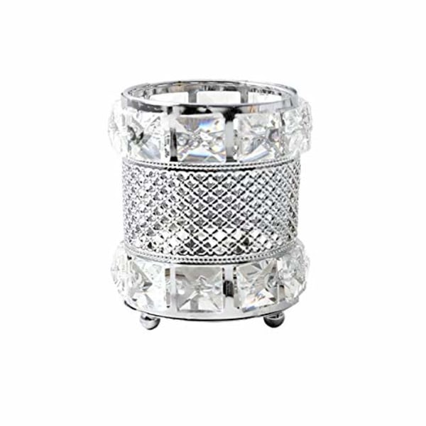 Silver makeup brush holder storage box handmade crystal vase desk dressing table storage