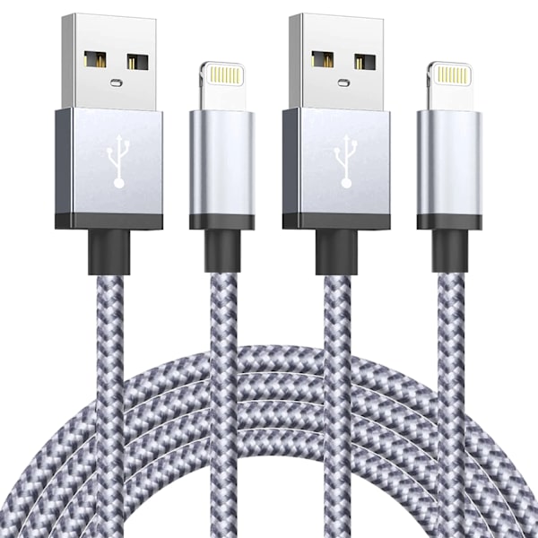 2-pack 3A snabbladdnings USB-kabel för iPhone, flätad och tålig [JUN] 3m 2PCS