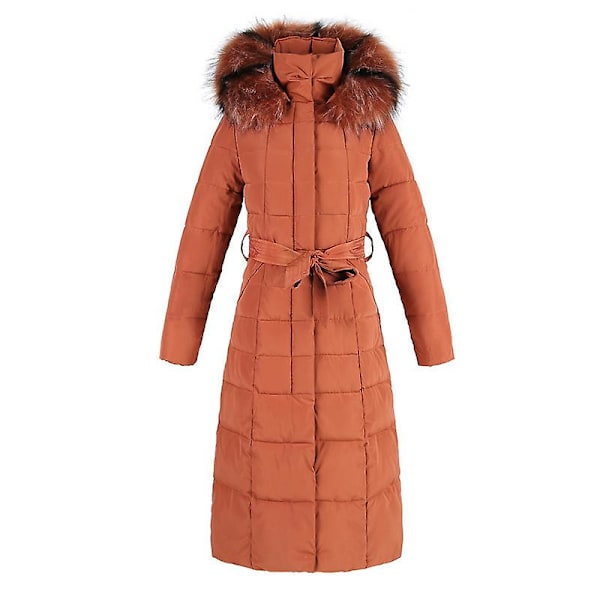 Vattentät Parka Trendig Kappa Dam Vinterjacka Bomull Vadderad Varm Maxi Pufferjacka Dam Långa Rockar Parka Orange orange M