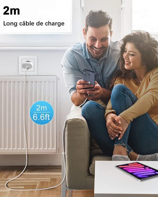 30W USB C Hurtigoplader til iPhone 16/15 & iPad, 2M Kabel[JUN]