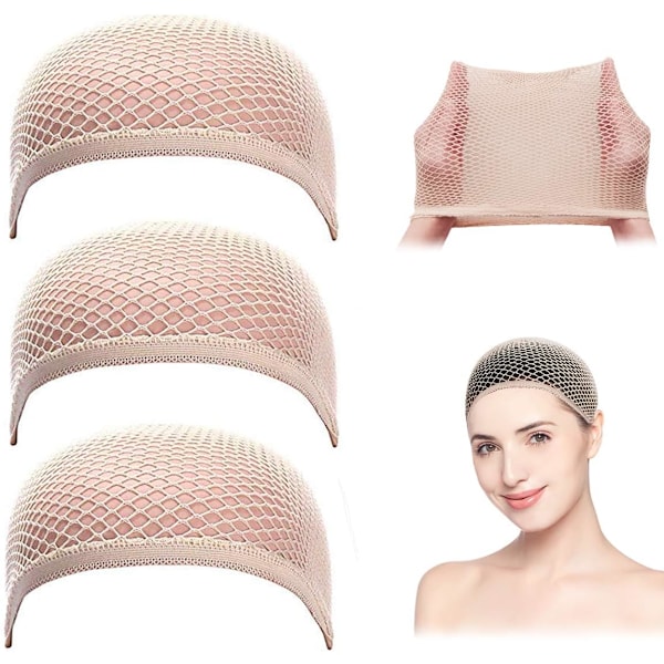 3 stk Dame Wig Cap, Naken Peruk Net Cap, Cosplay Peruk Net