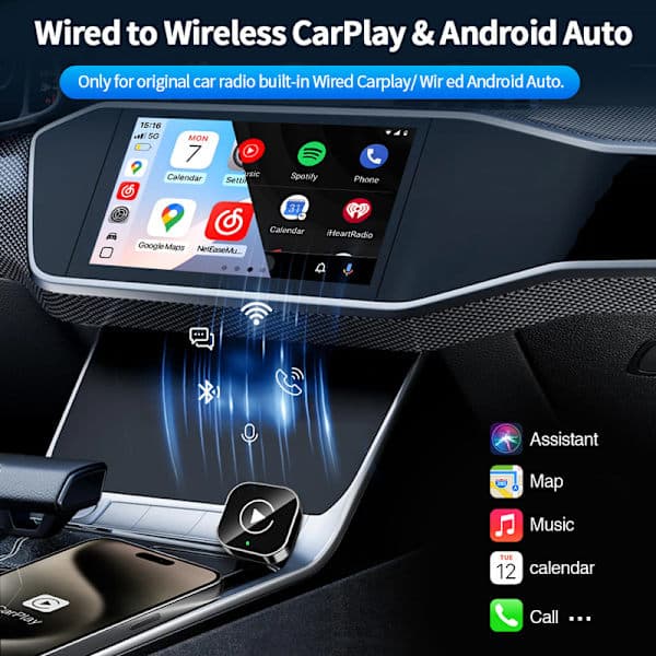 2-in-1 langaton CarPlay & Android Auto -sovitin dongle Plug & Play -käyttöön[JUN] Model 1