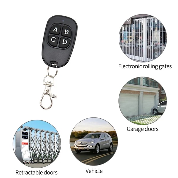 433MHz Universell Fjärrkontroll Kopieringskloning Garageportsfjärrkontroll Duplikator Nyckelbricka Trådlös 4 Knappar Kloning Elektrisk Grind White