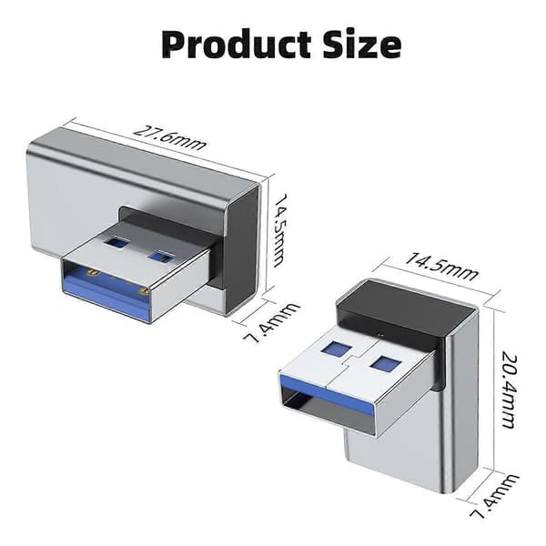 4-pak USB 3.0 vinkeladapter, han til hun-forlænger [JUN]