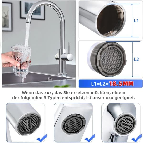 M18.5 Luftare 6-pack, Vattenbesparande Kranfilter med 2 Nycklar[JUN]