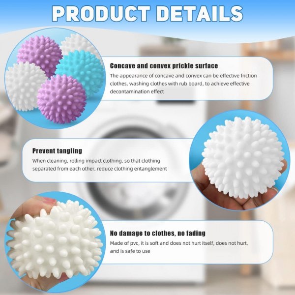 Tvättbollar 9-pack torkbollar för tvättmaskin Tvättbollar