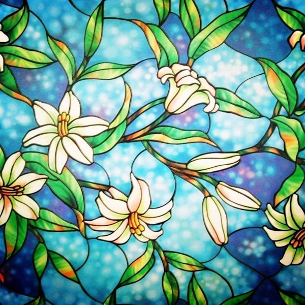 Ikkunakalvo yksityisyyteen, himmeä ikkunakalvo, kukka-aiheinen ikkunakalvo, koristeelliset ikkunatarrat, 44,5 x 200 cm color 1