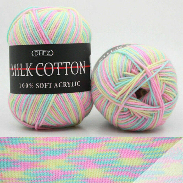 23 farger strikking hekling melkemjuk baby bomull ullgarn blandede jobber partier 2 ruller - Yellow-pink