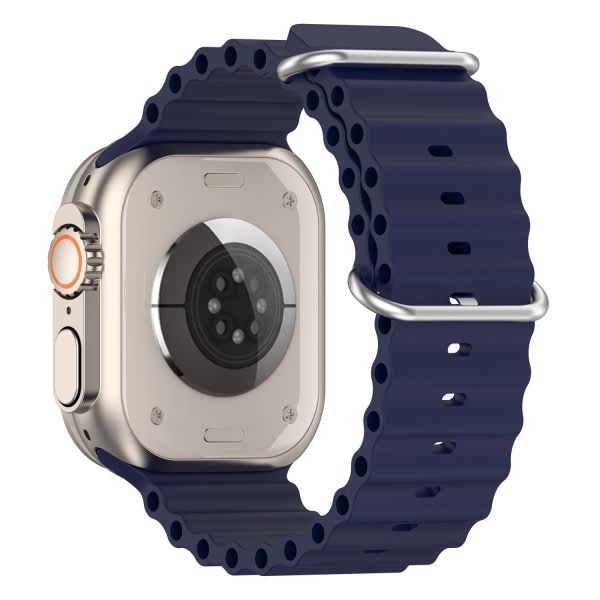 Apple Watch kompatibelt Wave Armband Silikon BLÅ 42/44/45/49 m
