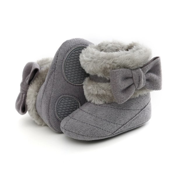 Baby Baby Flickor Vinterskor Anti-halk Mjuk sula Toddler Varma Prewalker Newborn Boots (12-18 månader, Grå)