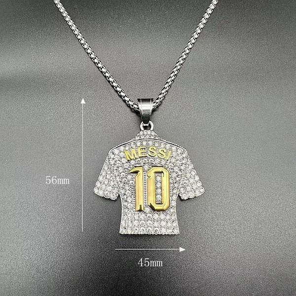 Messi No.10 Titaani Teräs Jalkapallopaita Riipus Kaulakoru Asuste Bicolor