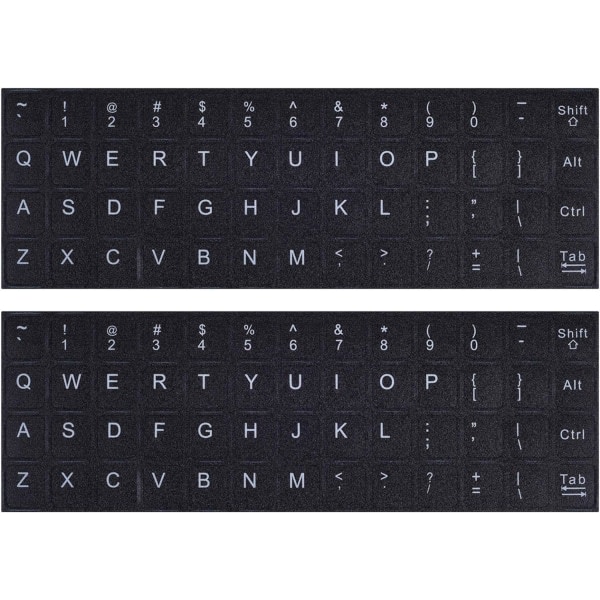 5PCS Universal English Keyboard Sticker Pack, Computer Keyboard Sticker med svart bakgrund och vitt teckensnitt, lämplig för bärbar dator (engelska)