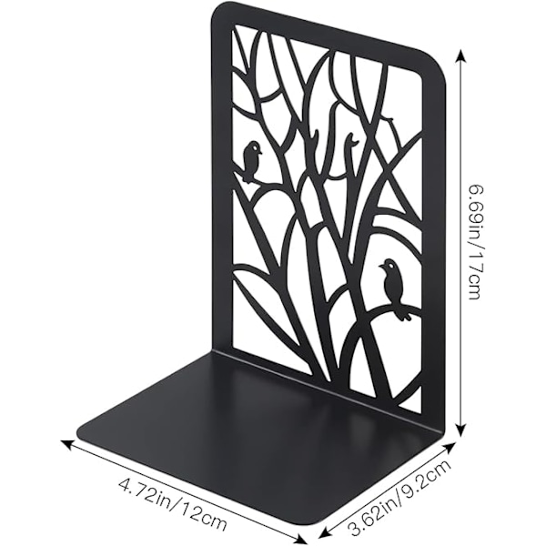 Bokstöd i Metall (Svart), 1 Par Bokstöd för Barn, Träddesign