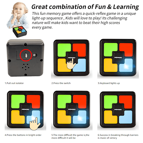 Luminous Memory Game Håndholdt Elektronisk Leke Brettspill Star