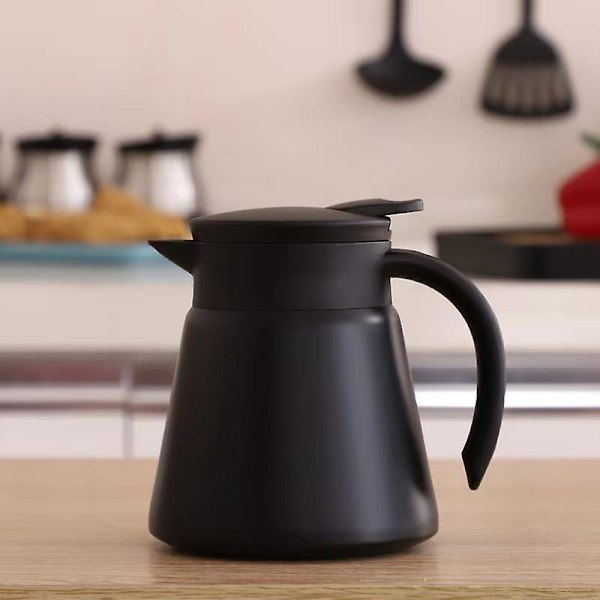 Termoskanne i rustfritt stål / Dobbelvegget vakuumisolerte kaffekanne med trykknapptopp, for kaffe, te, drikke 680 ml