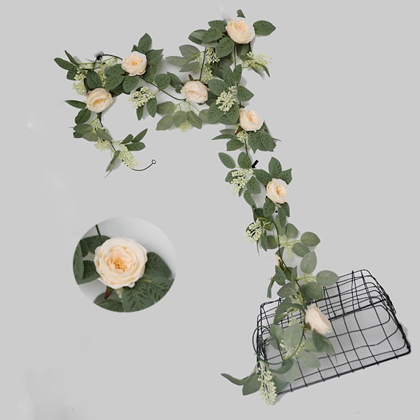 2 st konstgjorda champagne ros kransar med murgröna blad konstgjorda rosor konstgjorda blommor hängande kompatibel