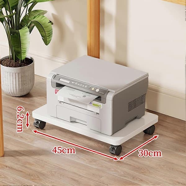 Printer Stand Under Desk with Wheels, Detachable Printer/Copier Shelf and CPU Holder for Heavy-Duty Storage, White White