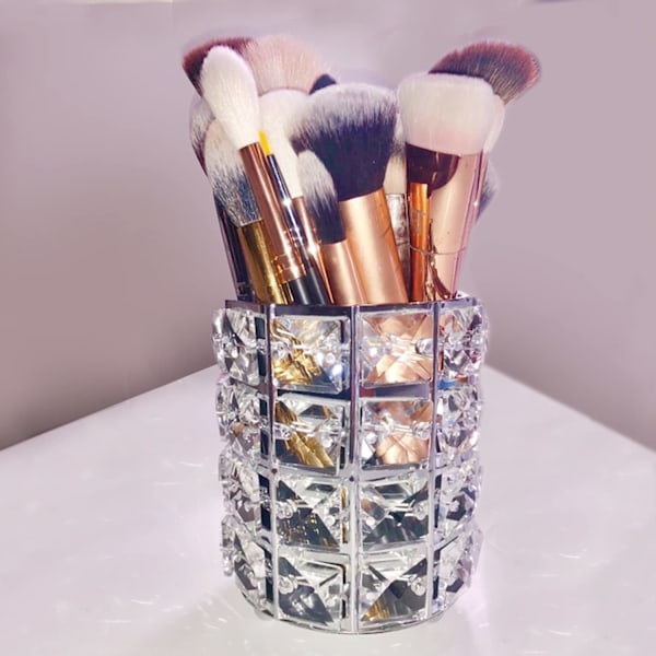 Makeup Penselholder Organizer Guld Krystal Bling Personlig Guld Kam Pensler Blyant Opbevaringsboks Beholder