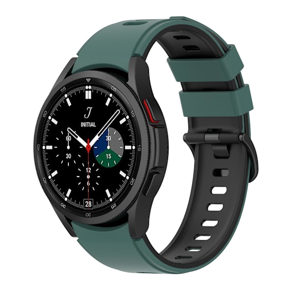 Silikoniranneke Samsung Galaxy Watch 4/5/6 40/44mm / Watch6 Classic 43mm 47mm / 5 Pro 45mm -kelloille Olive Green  Black