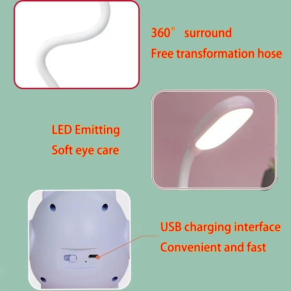 Søt Rosa Mini Ugle Nattelys, USB Oppladbar, Foldbar for Barnerom Rosa Rosa Rosa