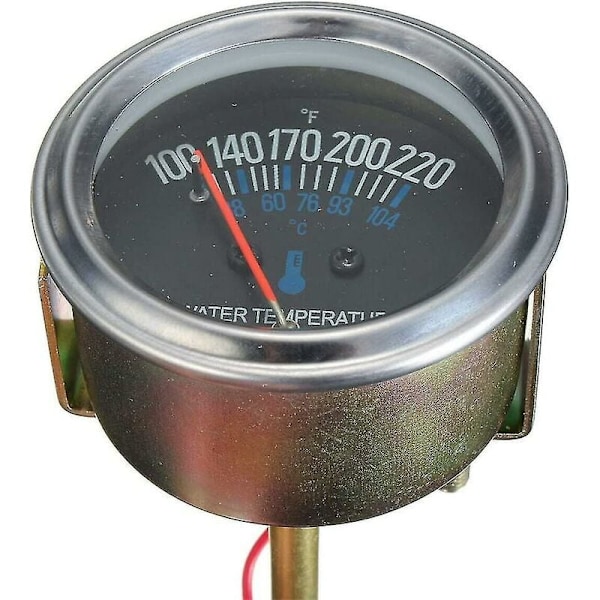 52 mm Vandtemperaturmåler 38-104°C Gult Lys DC 12V Mekanisk Tilbehørspeger Motorinstrument (Sort)