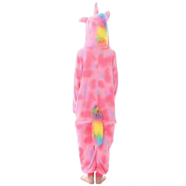 Flickor Barn Unicorn Onesie Cosplay Kostym Pyjamas Fleece Jumpsuit Mjuk Nattkläder PJs 4-7 år C