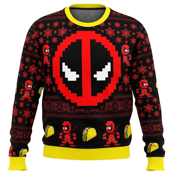 Uusi syksy/talvi Uusi muoti Street Sports Toppit Joulupaita Deadpool Jolly Red Guy Hot Rea O-kaula Pullover Joulupukki tyyli 8 style 8 XS
