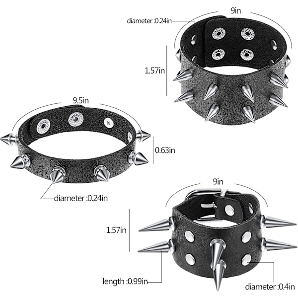 Punk Spikade Armband Nitar Läder Nitar Armband Manschett Till Jul Paket om 6,barn,kvinna