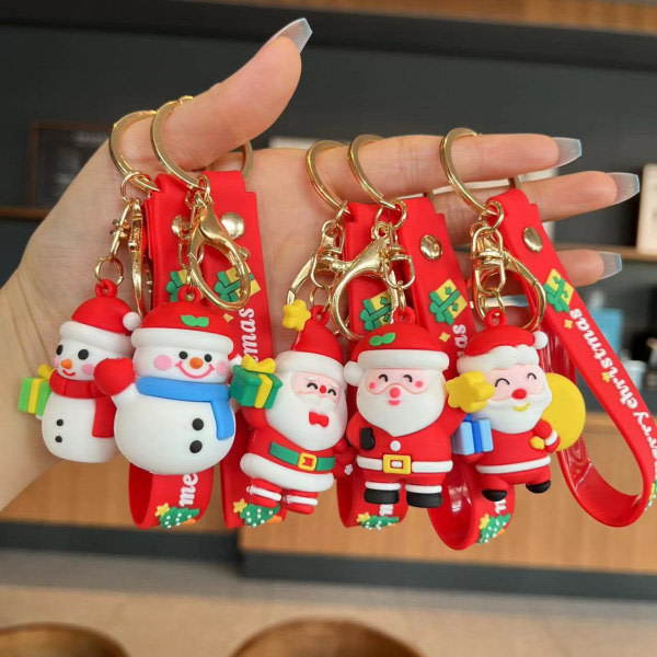 1 st julnyckelring gummiträd nyckelring jultema tecknad presentnyckelring nyckelring till väska handväska