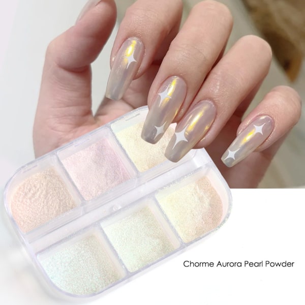 Aurora-pigment krom nagelpulver