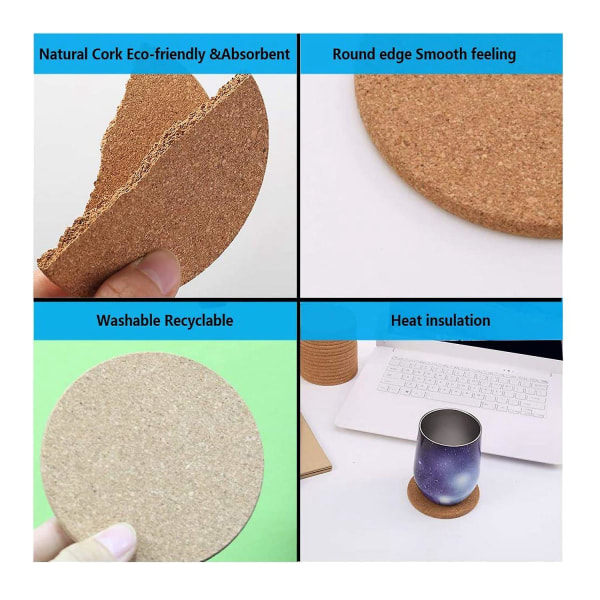 20-pak kork coasters, bar coasters absorberende varmebestandige genanvendelige drikke coasters