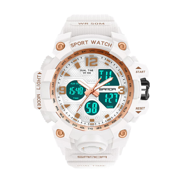 Digital watch för damer, vattentät watch med dubbla skärmar