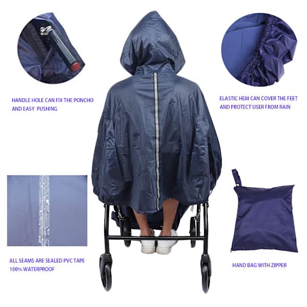 Reflekterende vanntett regnponcho for rullestolbrukere [JUN]