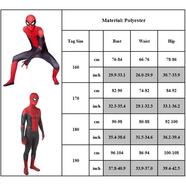 Spider-Man Unisex Voksen Halloween Fest Rollespil Jumpsuit 160cm