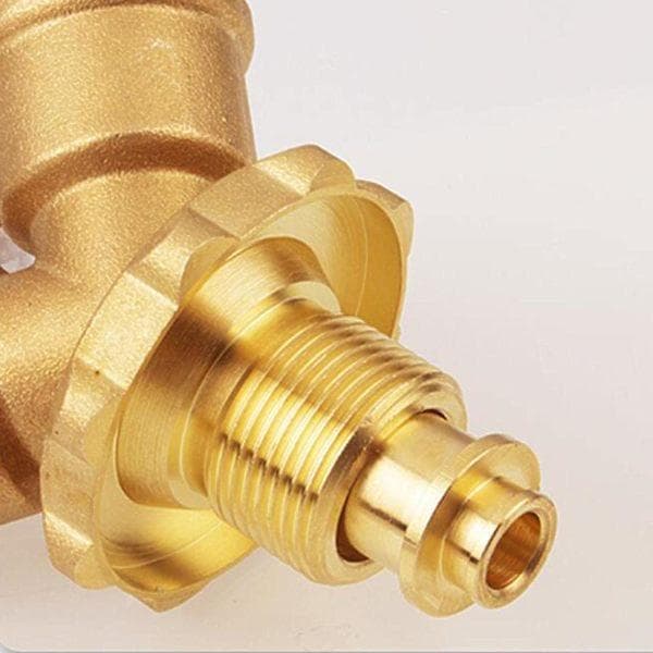 Propan Gasdelaradapter med Avstängningsventil, 2-vägs Cylinderadapter för Propanapparater, Koppar