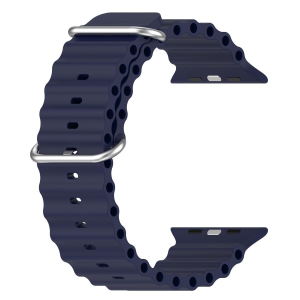 Apple Watch kompatibelt Wave Armband Silikon BLÅ 42/44/45/49 m