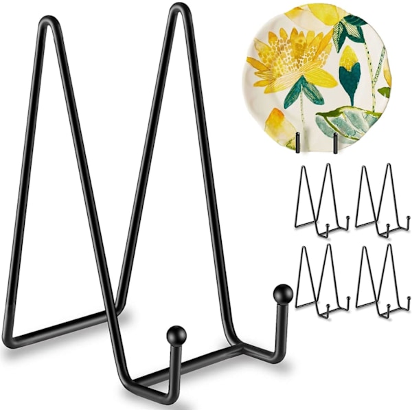 5 Pak 6 Tommer Pladeholdere, Plade Stativ Display Stativ, Metalramme Stativ til Bøger, Billeder, Dekorative Tallerkener, Bordplade