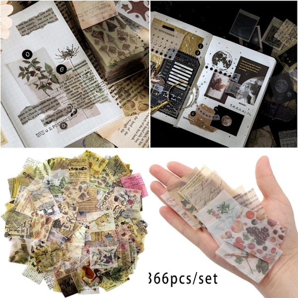 366 stk Vintage Scrapbooking DIY Material Papir Dekoration