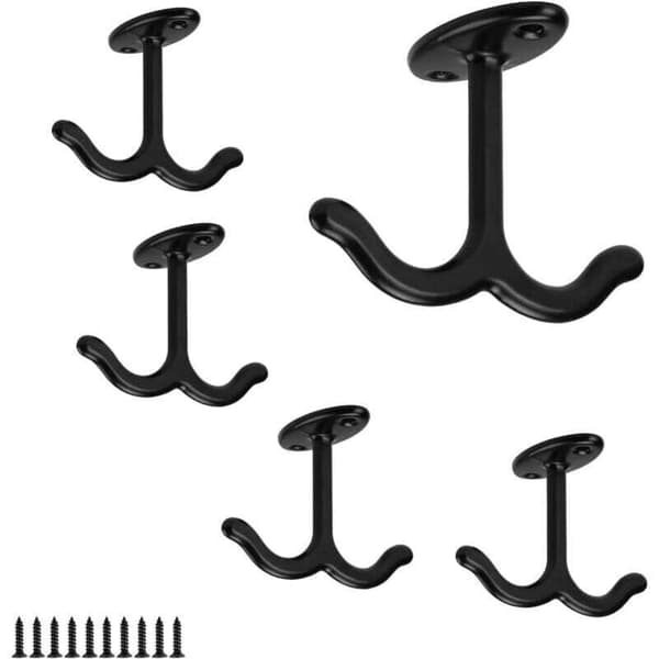 Ceiling Hook, 5-Piece Screw Hook, Double Claw Design, Zinc Alloy Ceiling Hook for Ceiling Fans, Flower Baskets, Coats