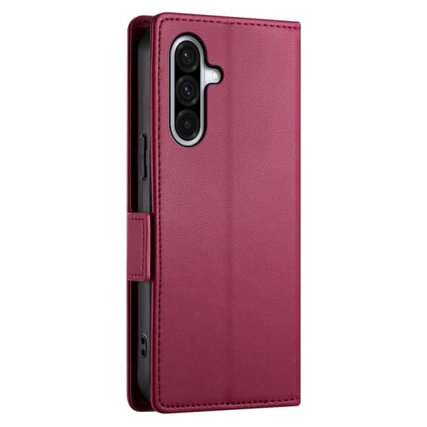 Samsung Galaxy A26 5G Deksel Magnetisk Frostet Lær Sidestropp[JUN] Vinrött