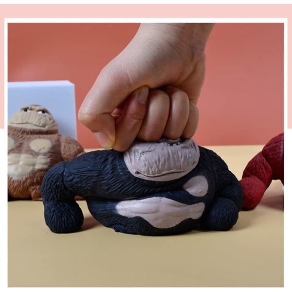 Stretchiga apa-leksaker, Splat apa stressleksak, Squeeze apa splat-leksaker, stressavlastande fidgetleksaker stress squeeze gorilla-leksaker svart Black