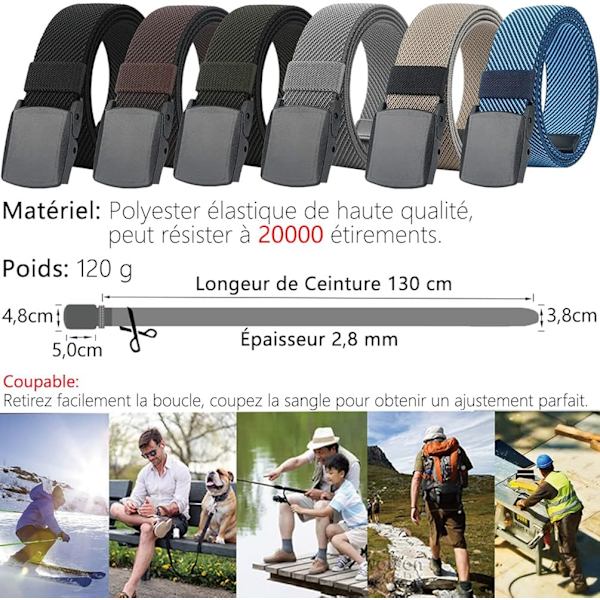 Elastisk belte for menn, plastspenne, metallfritt stretchbelte for menn [JUN]
