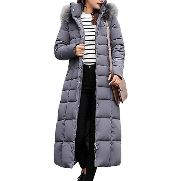 Vedenpitävä Parka Takki Trendikäs Takki Naisille Talvitakki Puuvilla Vuorattu Lämmin Maxi Puffer Takki Naisille Pitkät Takit Parka harmaa grey XL